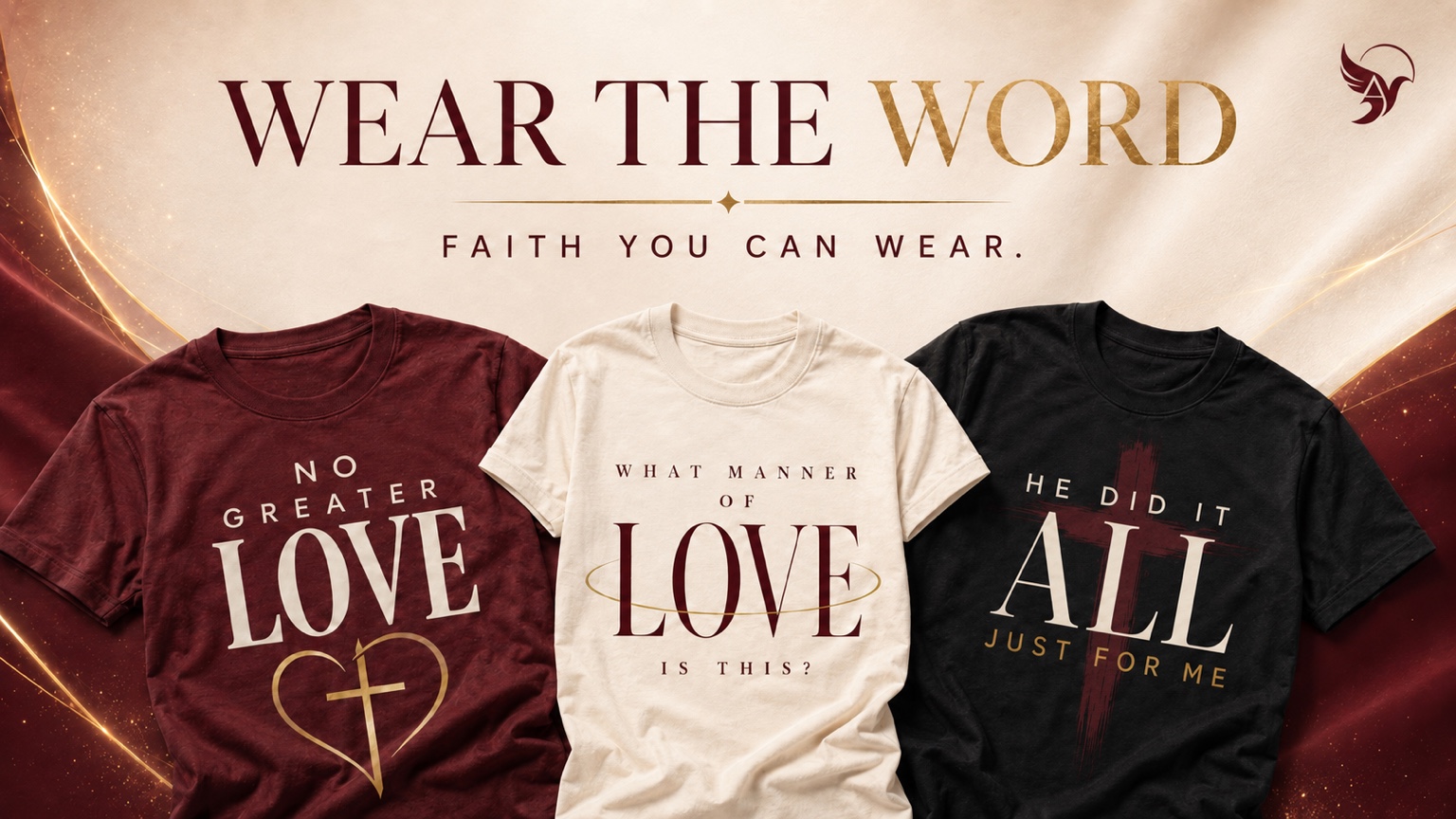 Wear the Word faith apparel collection featuring three shirt designs